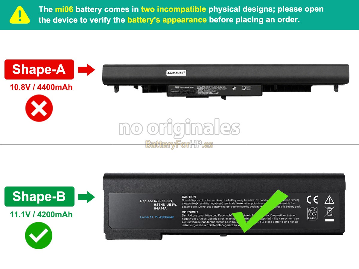 batería para HP MI06