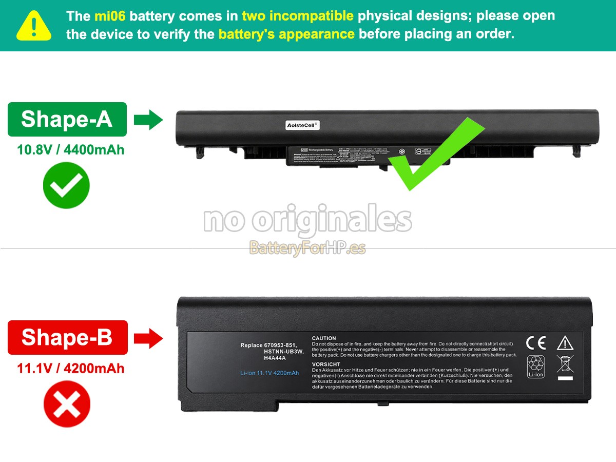 batería para HP MI06