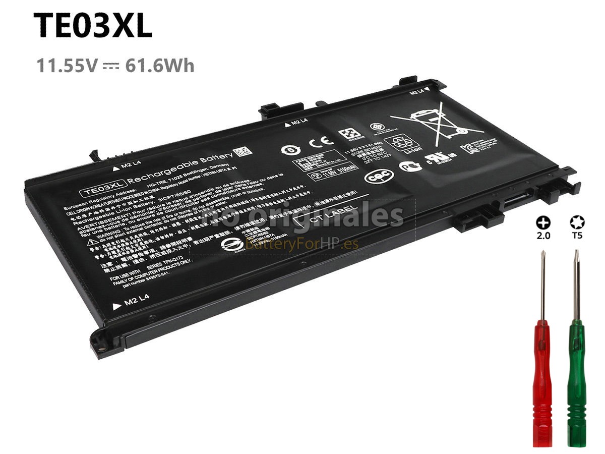 11.55V 61.6Wh batería para HP Omen 15-AX001NS